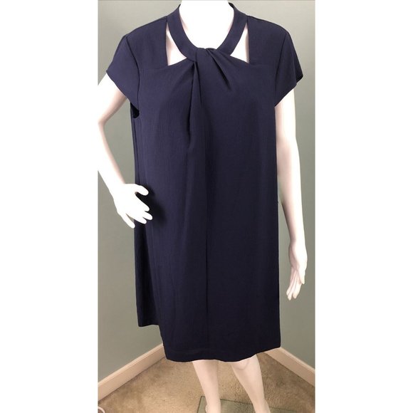 NWT Women's CeCe by Cynthia Steffe Purple Twist Neck Shift Dress Sz 14 - Picture 6 of 11